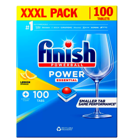 Finish Powerball Power Tabs, 100 Lemon Sparkle tabs